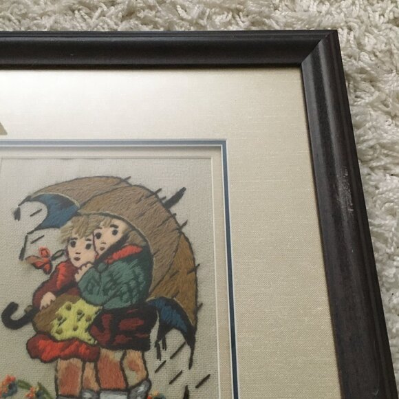 Handmade Children In the Rain Himmel Needlework Professionally Framed - Picture 8 of 12